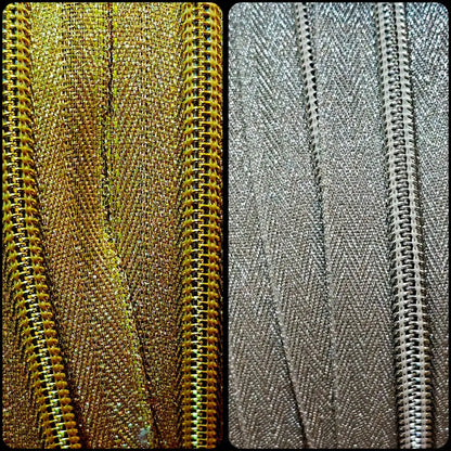 Endlosreißverschlüsse Shiny Lurex Gold / Silber - Gr.5