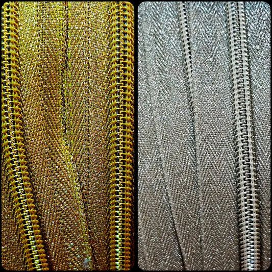 Endlosreißverschlüsse Shiny Lurex Gold / Silber - Gr.5