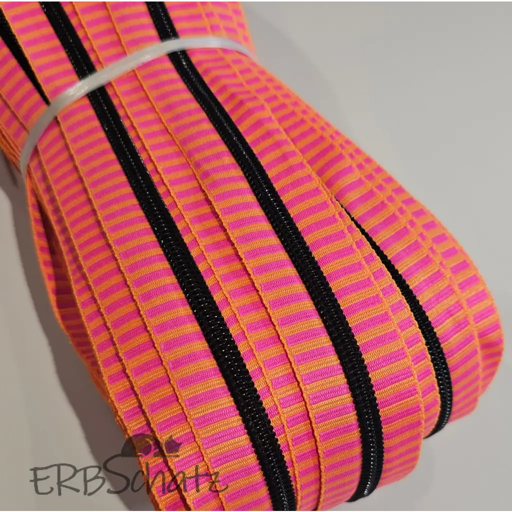 Endlosreißverschlüsse Stripes (Schwarze Raupe) - Orange/Pink