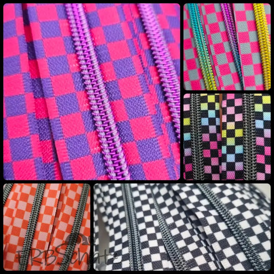 Endlosreißverschluss bedruckt Schachbrett Designs