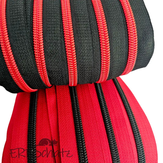 Endlosreißverschluss Black & Red - Gr.5