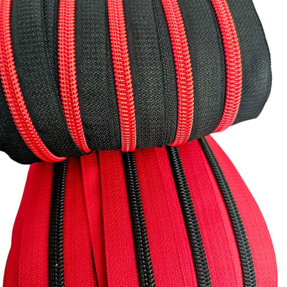 Endlosreißverschluss Black & Red - Gr.5