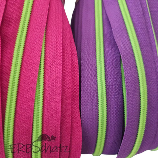 Endlosreißverschlüsse grüne Neon Raupe