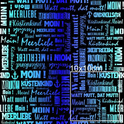 Kunstleder Wordcloud Moin Blue| 50x130 cm