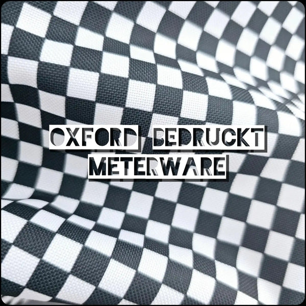 Schwarz-weiß karierter Oxford-Stoff mit gewebter Textur.
