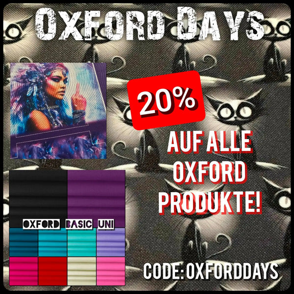 Oxford basic Stoffmuster für Uni-Gewebe in einer lebendigen Farbenvielfalt, darunter Türkis, Lila, Pink und Rot.