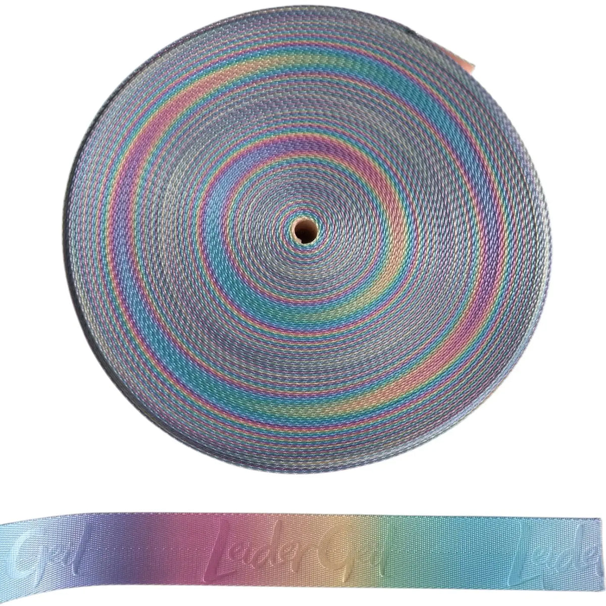Gurtband Eigenproduktion embossed ’LeiderGeil’ | Pastell