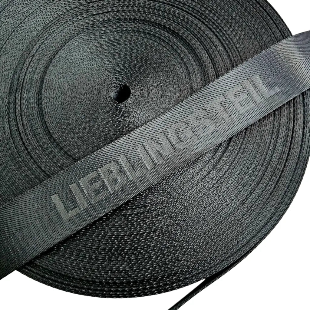Gurtband Eigenproduktion embossed ’Lieblingsteil’ 38mm