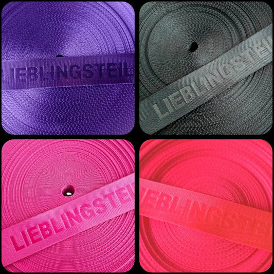 Gurtband Eigenproduktion embossed ’Lieblingsteil’ 38mm