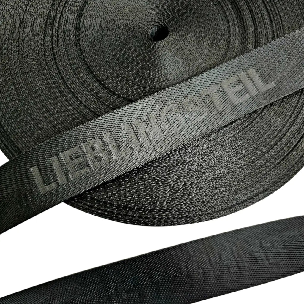 Gurtband Eigenproduktion embossed ’Lieblingsteil’ 38mm
