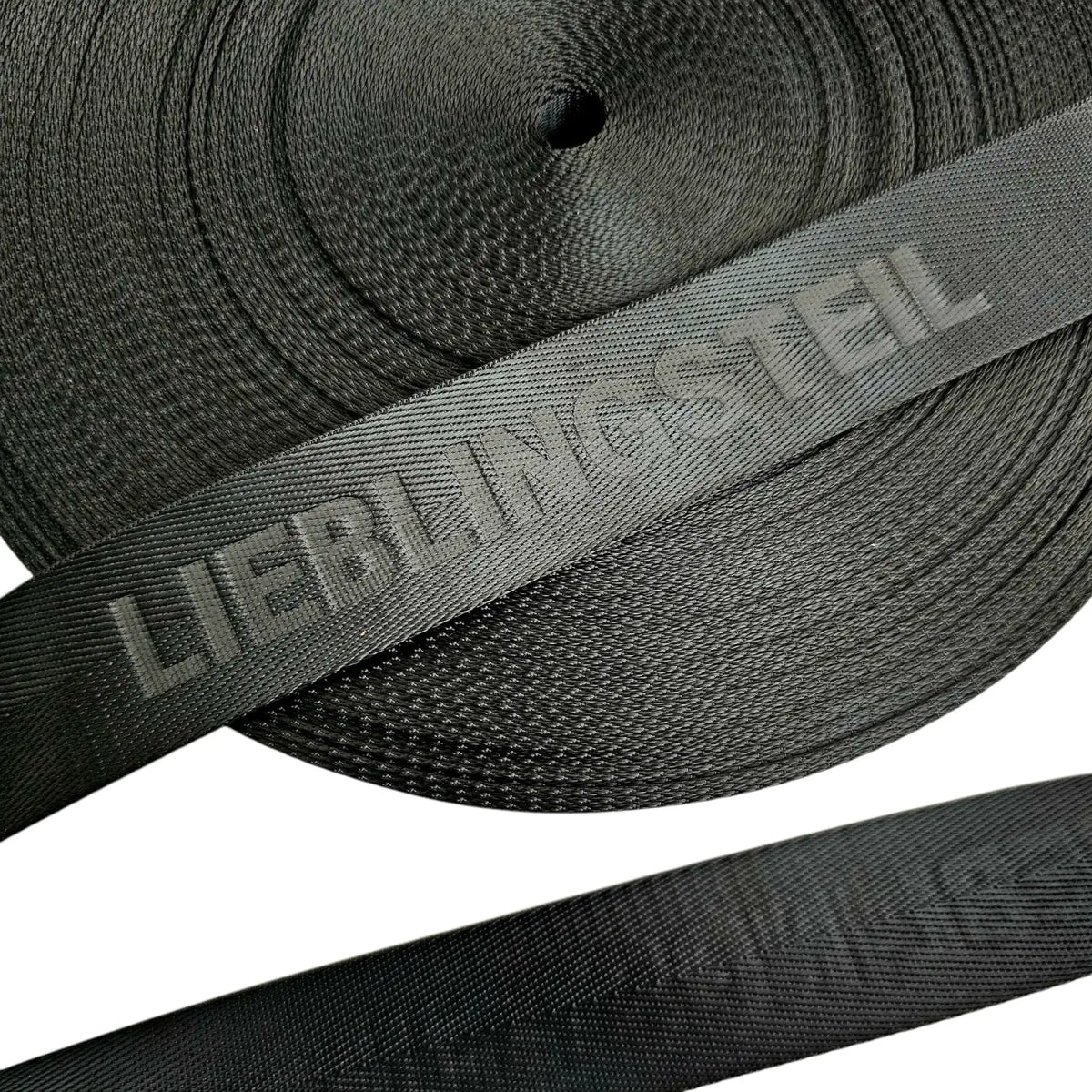 Gurtband Eigenproduktion embossed ’Lieblingsteil’ 38mm
