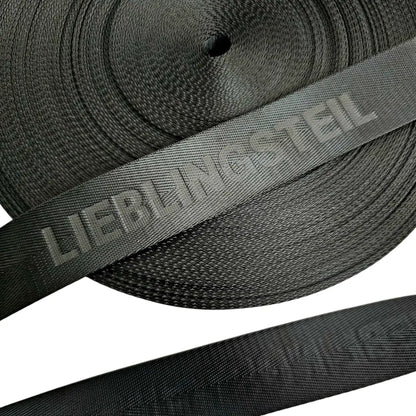 Gurtband Eigenproduktion embossed ’Lieblingsteil’ 38mm