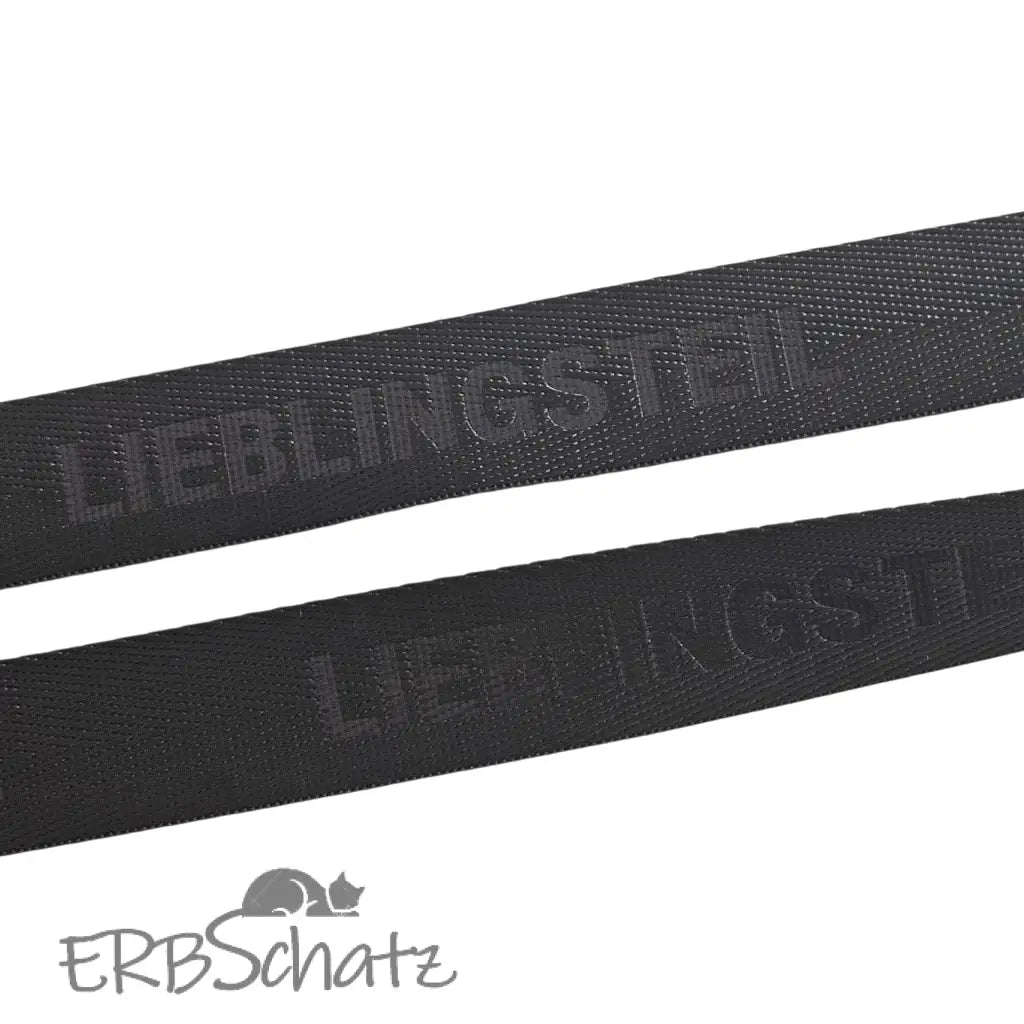 Gurtband embossed ’Lieblingsteil’ 25mm - Black 25
