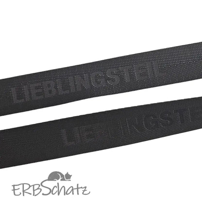 Gurtband embossed ’Lieblingsteil’ 25mm - Black 25