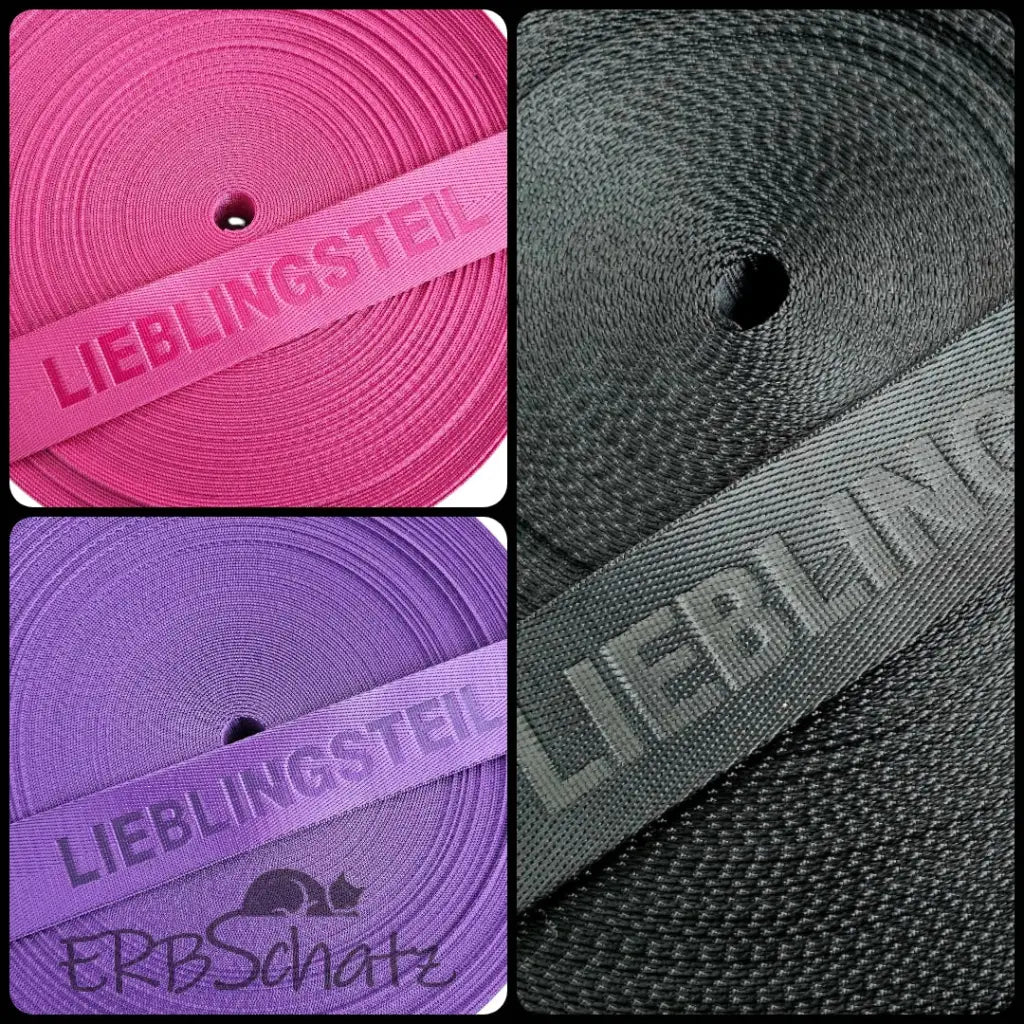 Gurtband embossed ’Lieblingsteil’ 38mm