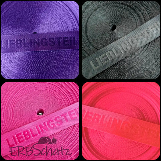 Gurtband embossed ’Lieblingsteil’ 38mm