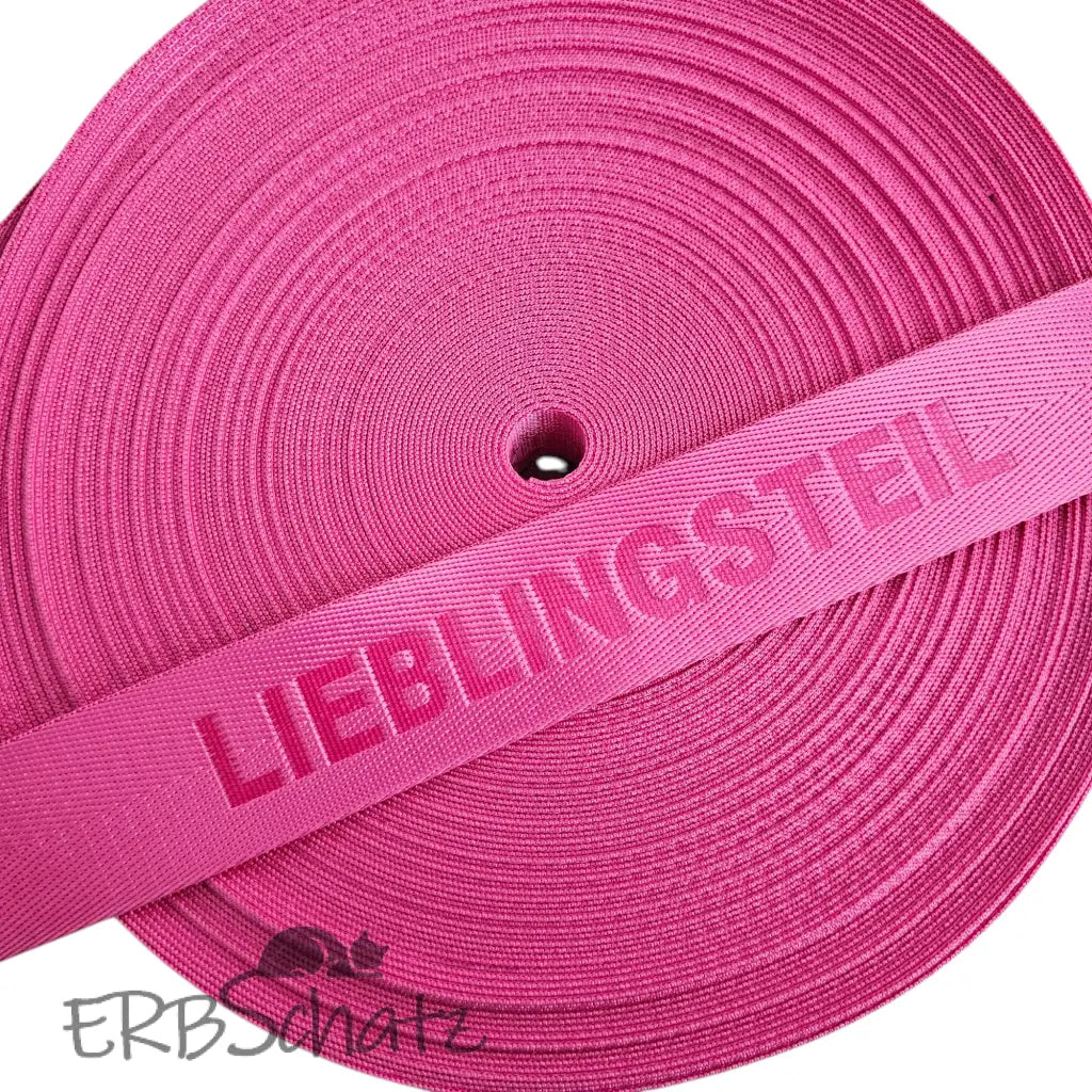 Gurtband embossed ’Lieblingsteil’ 38mm - Pink