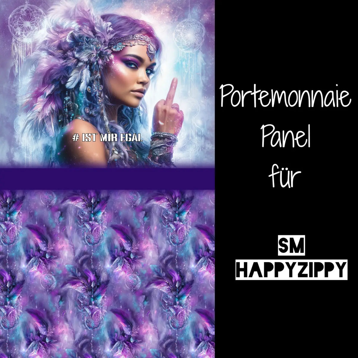 HappyZippy KL Portemonnaie Panel Boho Purple | 15x25cm - PP