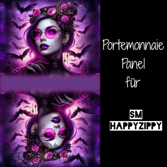 HappyZippy KL Portemonnaie Panel Purple Woman Bat | 15x25cm