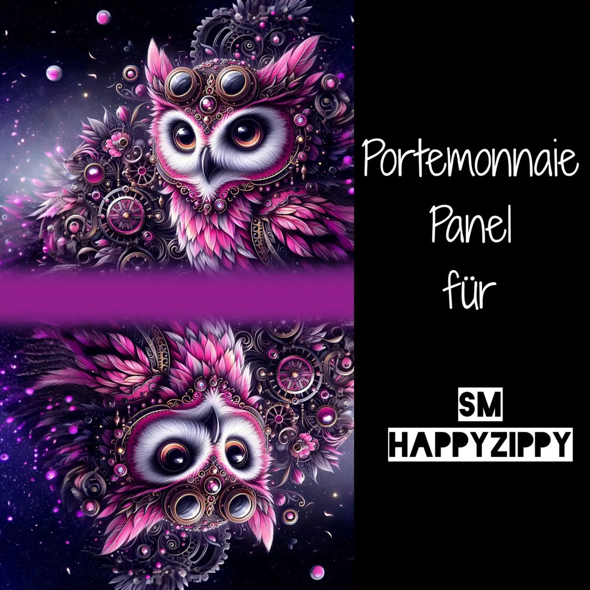 HappyZippy KL Portemonnaie Panel Steampunk Owl | 15x25cm