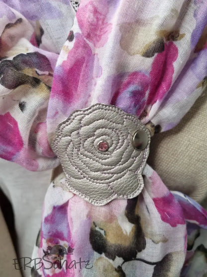 ITH Stickdatei Rose Tuchclip Erbschatz - reißverschluss