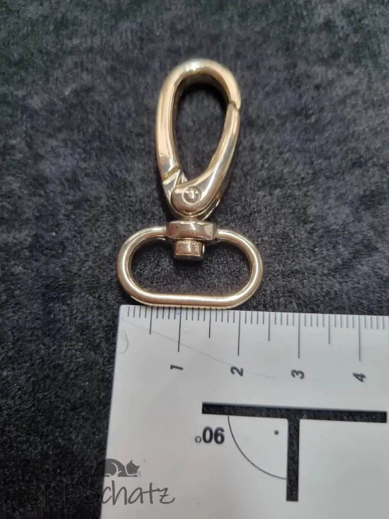 Karabiner Gold für 20mm Gurtband Gold - reißverschluss