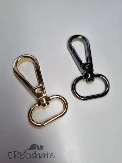 Karabiner Gunmetal / Gold für 20mm Gurtband (neue Form) Gun