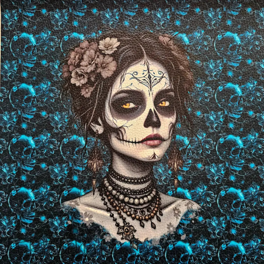 KL Kombi Panel Teal Skull Lady 50 x 140 cm - KL Kombi Panel