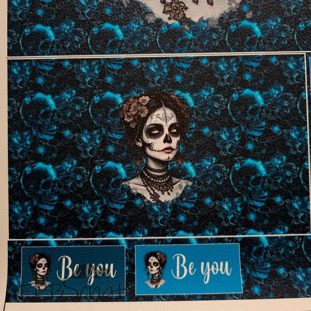 KL Kombi Panel Teal Skull Lady 50 x 140 cm - KL Kombi Panel