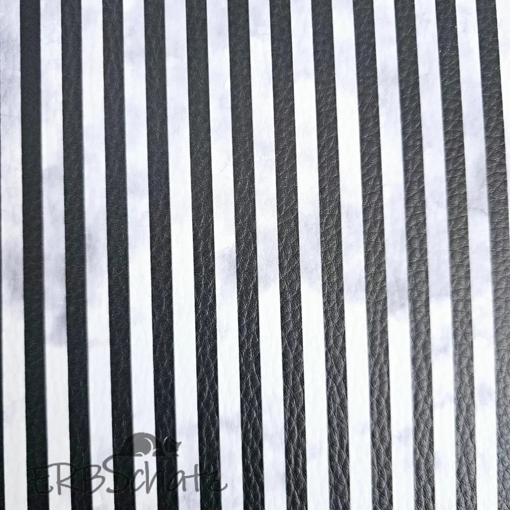 Kunstleder Black & White Vintage Stripes 50 x 140 cm - KL50