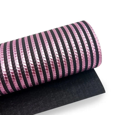 Kunstleder Braided Metallic Stripes Rollen 30 x 135 cm