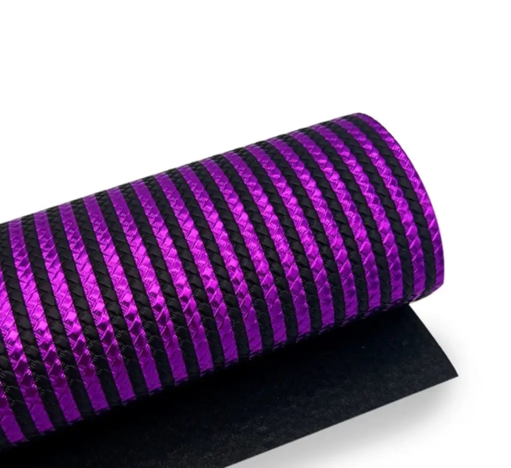 Kunstleder Braided Metallic Stripes Rollen 30 x 135 cm