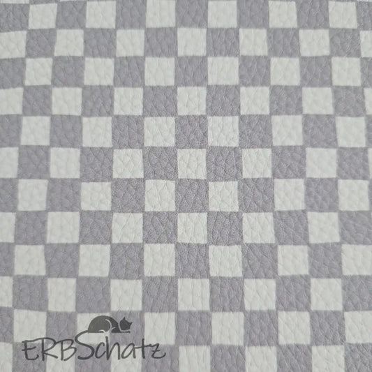 Kunstleder Checkerboard Hellgrau 50 x 140 cm - KL50