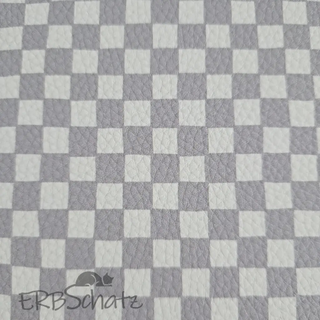 Kunstleder Checkerboard Hellgrau 50 x 140 cm - KL50