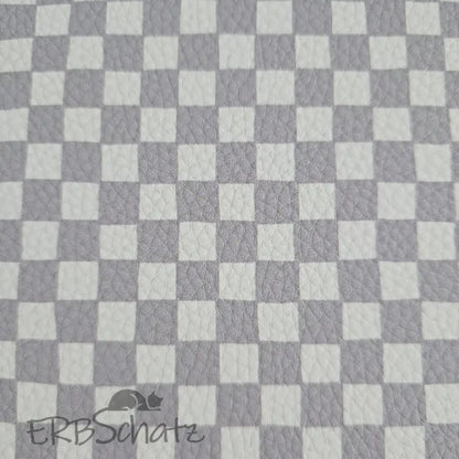 Kunstleder Checkerboard Hellgrau 50 x 140 cm - KL50