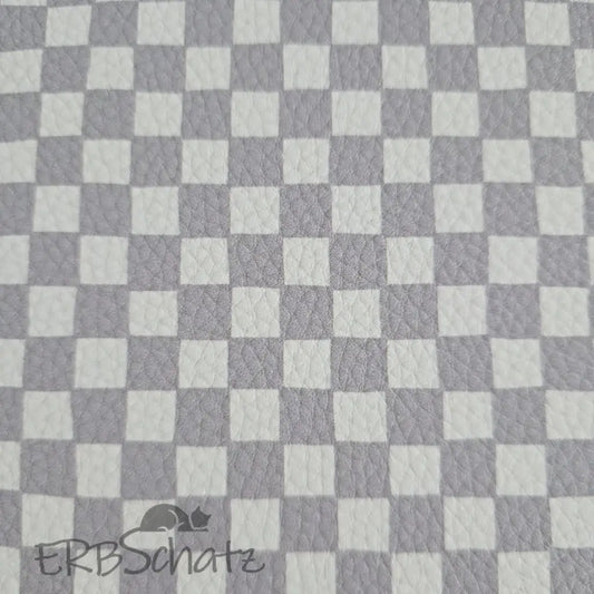 Kunstleder Checkerboard Hellgrau 50 x 140 cm - KL50