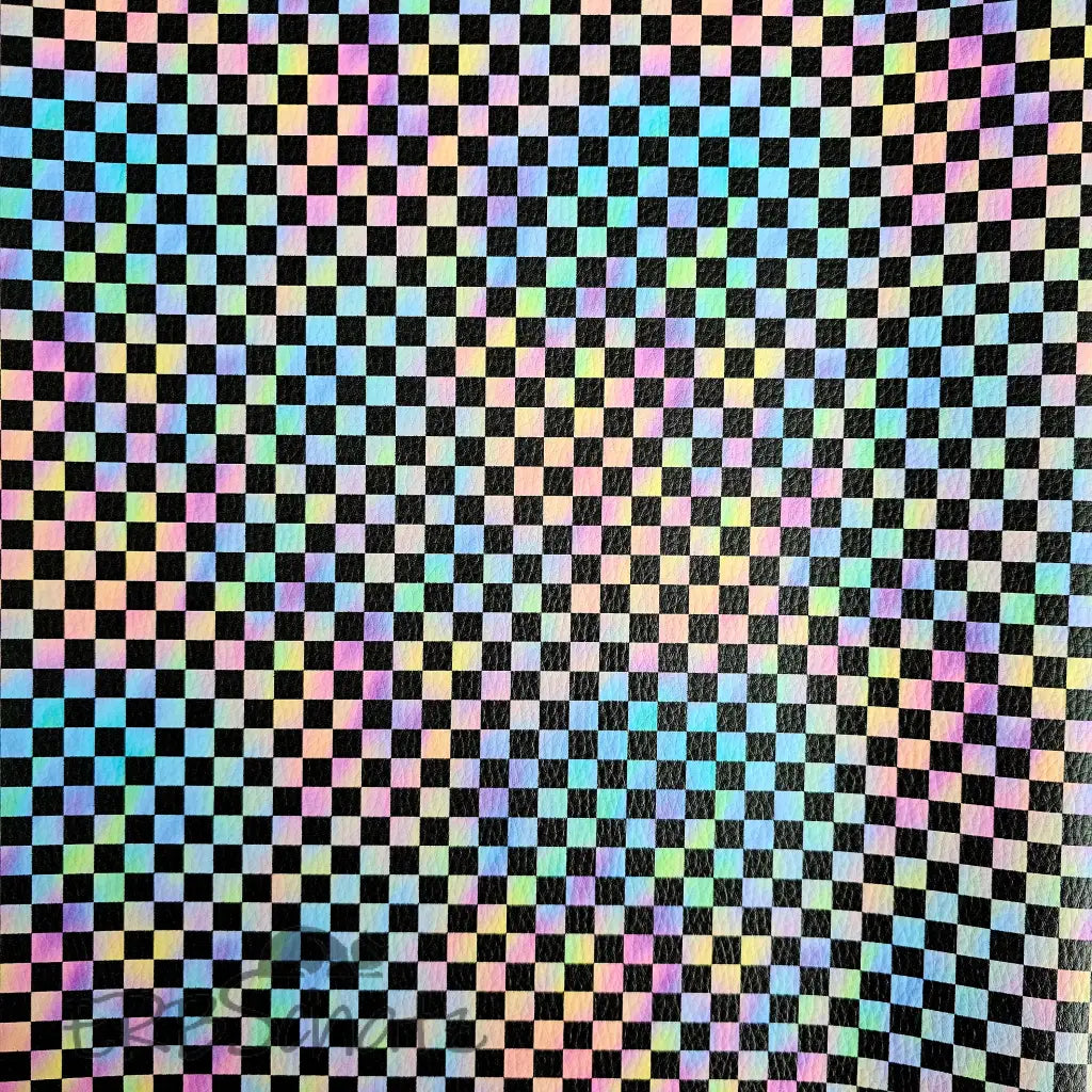 Kunstleder Checkerboard Rainbow 50 x 140 cm - KL50