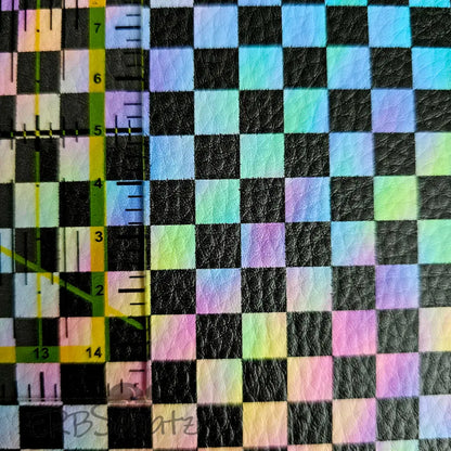 Kunstleder Checkerboard Rainbow 50 x 140 cm - KL50