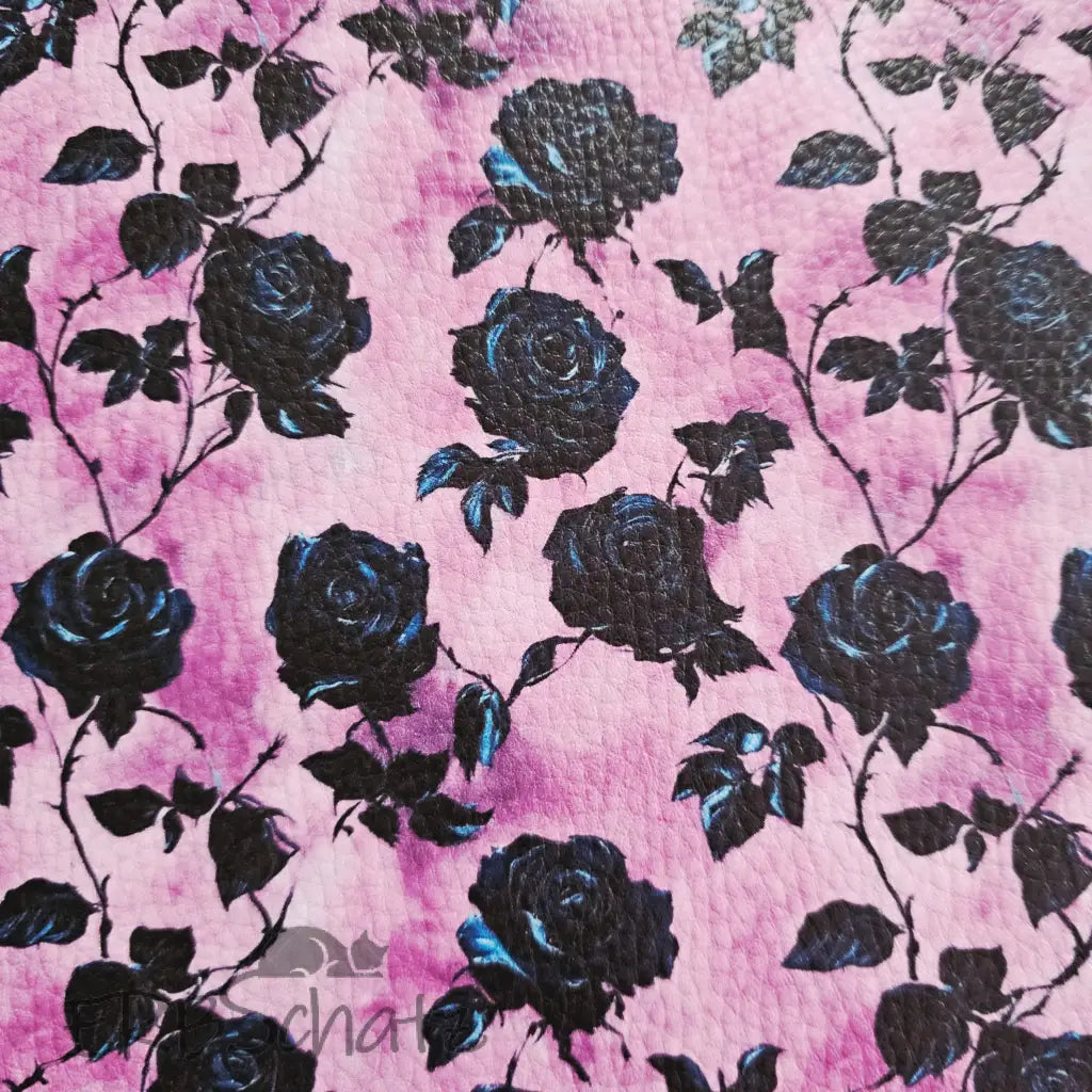 Kunstleder Dark Purple Roses 50 x 140 cm - KL50