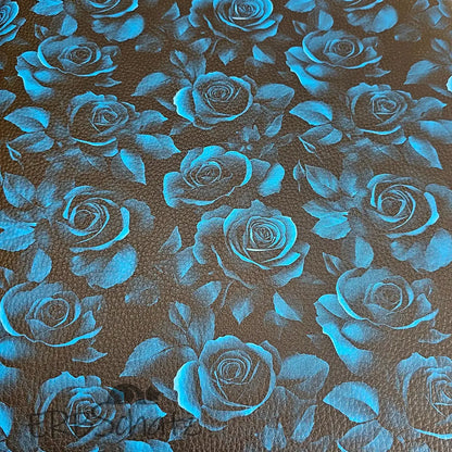 Kunstleder Dark Roses 50 x 140 cm - Dark Roses Teal - KL50