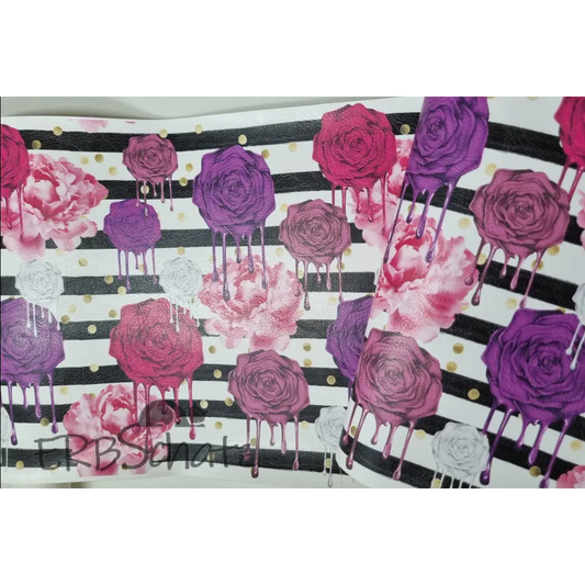 Kunstleder Flower Stripe Rollen 20 & 17 x 140 cm - 20cm