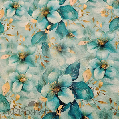Kunstleder Flowerdream Turquoise 50 x 140 cm - KL50