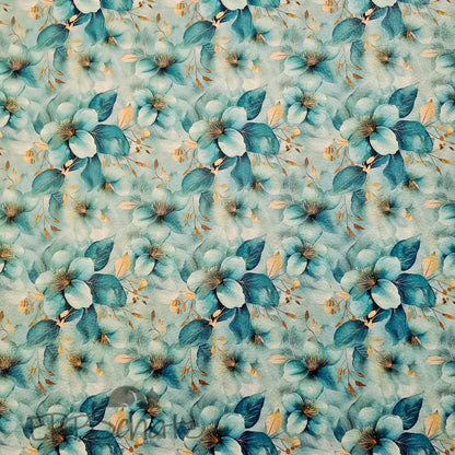 Kunstleder Flowerdream Turquoise 50 x 140 cm - KL50