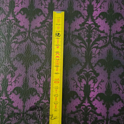 Kunstleder Goth Dark Purple Ornaments 50 x 140 cm - KL50