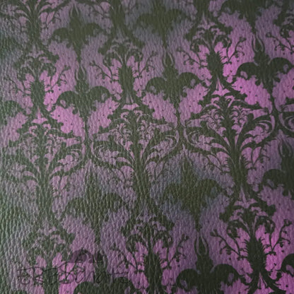 Kunstleder Goth Dark Purple Ornaments 50 x 140 cm - KL50