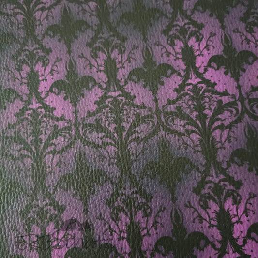 Kunstleder Goth Dark Purple Ornaments 50 x 140 cm - KL50
