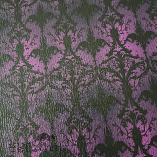 Kunstleder Goth Dark Purple Ornaments 50 x 140 cm - Goth