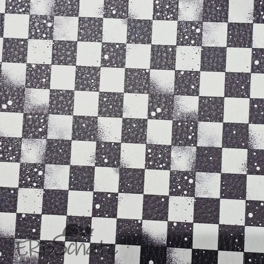 Kunstleder Grunge Schachbrett 50 x 140 cm - KL50
