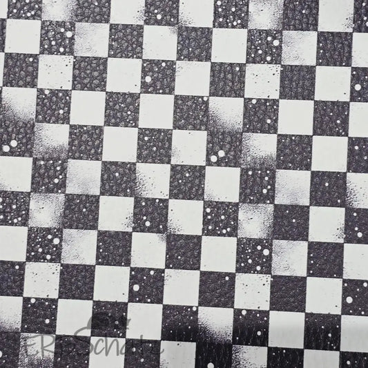 Kunstleder Grunge Schachbrett 50 x 140 cm - KL50