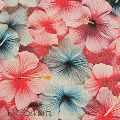 Kunstleder Hibiskus Dream 50 x 140 cm - Hibiskus Rose - KL50